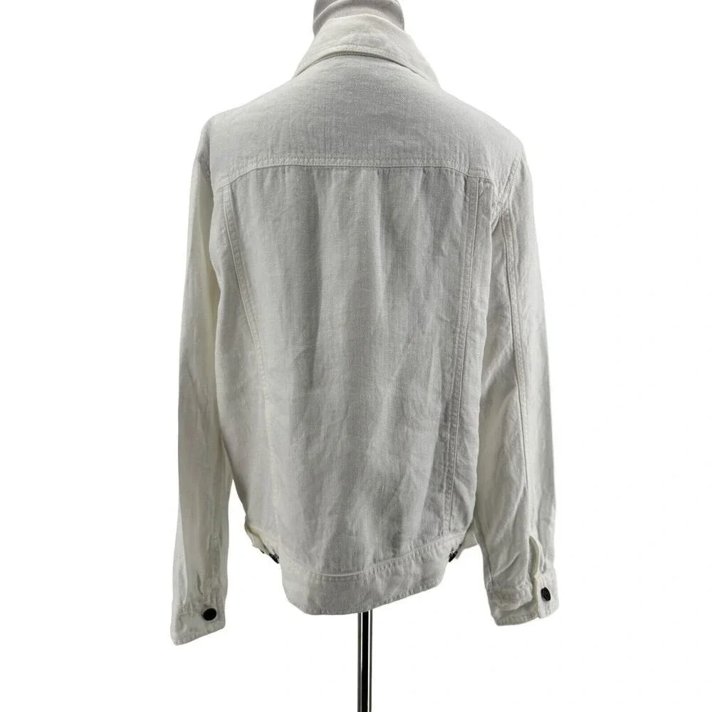 Sundance Women's White 100% Linen Long Sleeve Meryl Jacket Size Medium